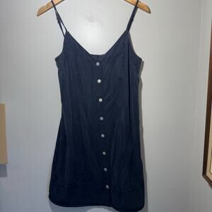 Vince Camuto Navy Blue Tencel Button Front Mini Dress Size S Lyocell Spaghetti